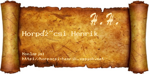 Horpácsi Henrik névjegykártya